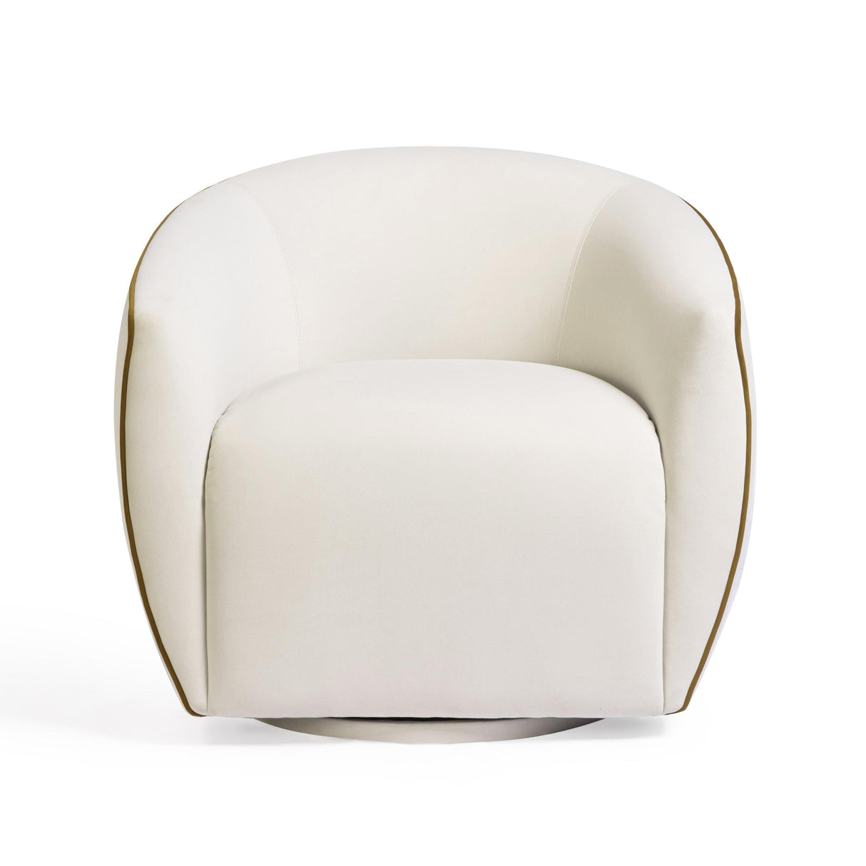 TOV Jordan Contrast Piping Performance Velvet Swivel Accent Chair