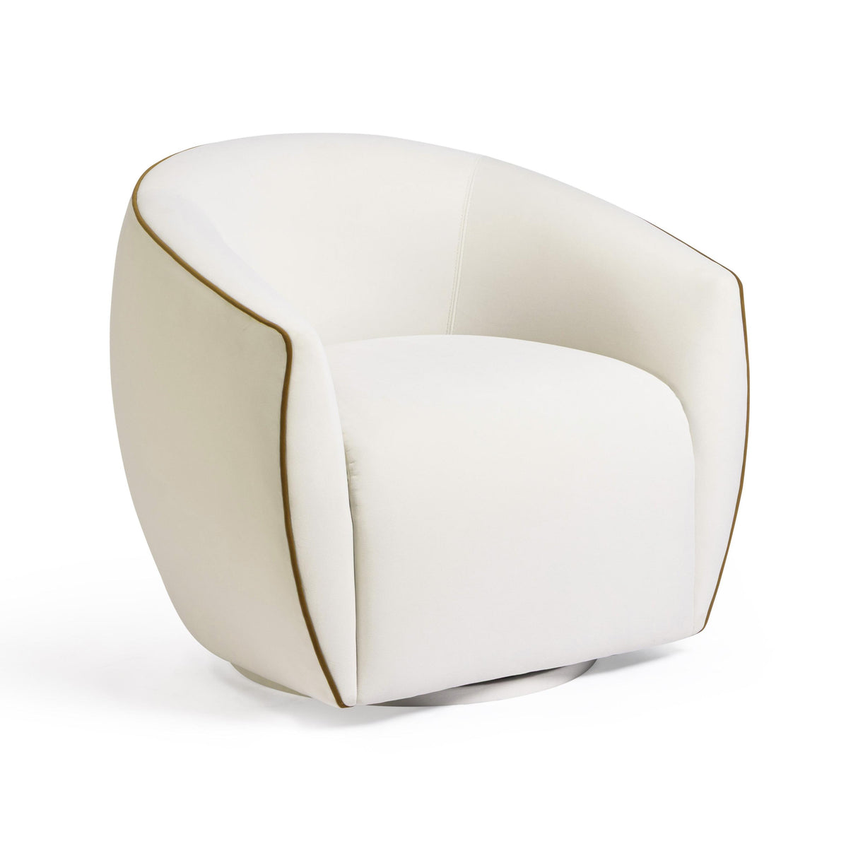 TOV Jordan Contrast Piping Performance Velvet Swivel Accent Chair