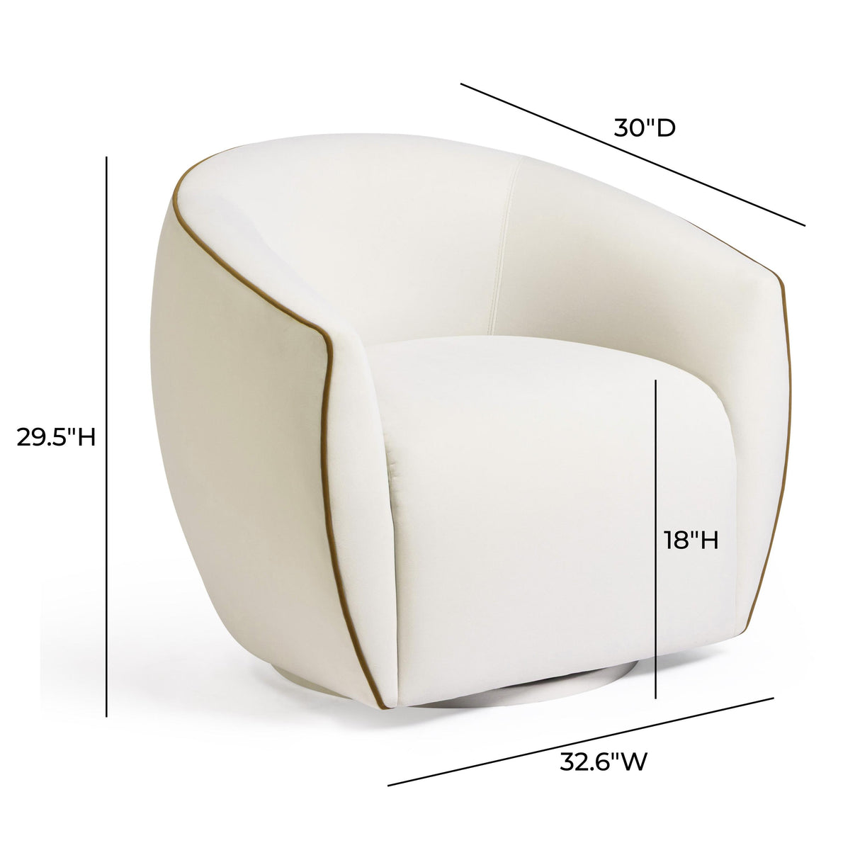 TOV Jordan Contrast Piping Performance Velvet Swivel Accent Chair