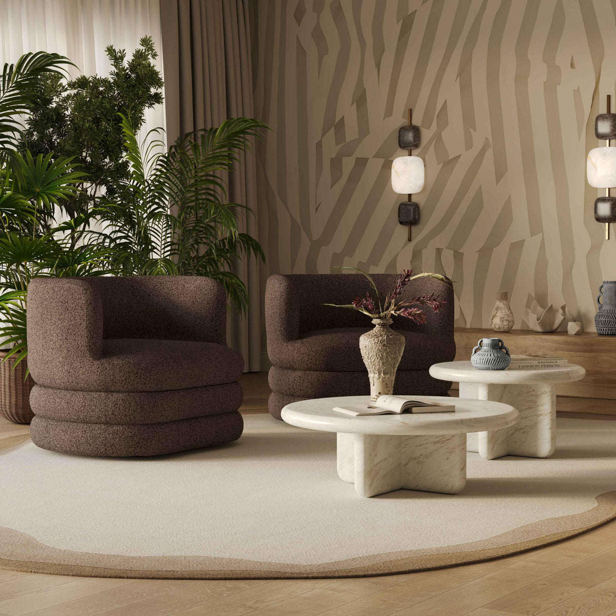 TOV Astor Heavy Performance Boucle Swivel Hotel Lounge Chair