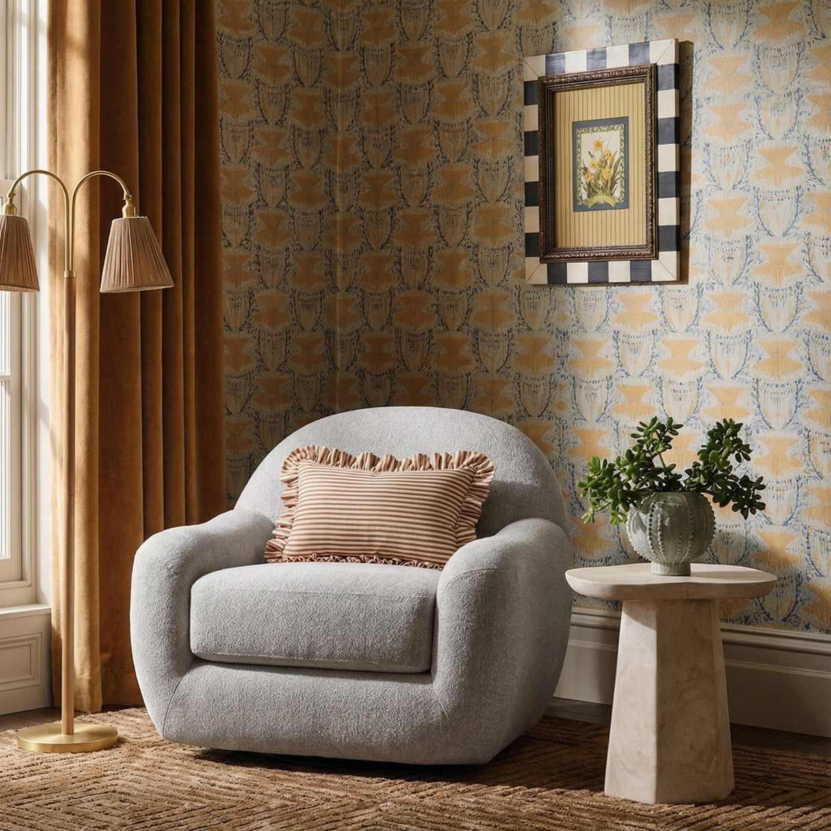 TOV Tiago Warm Grey Performance Boucle Swivel Accent Chair