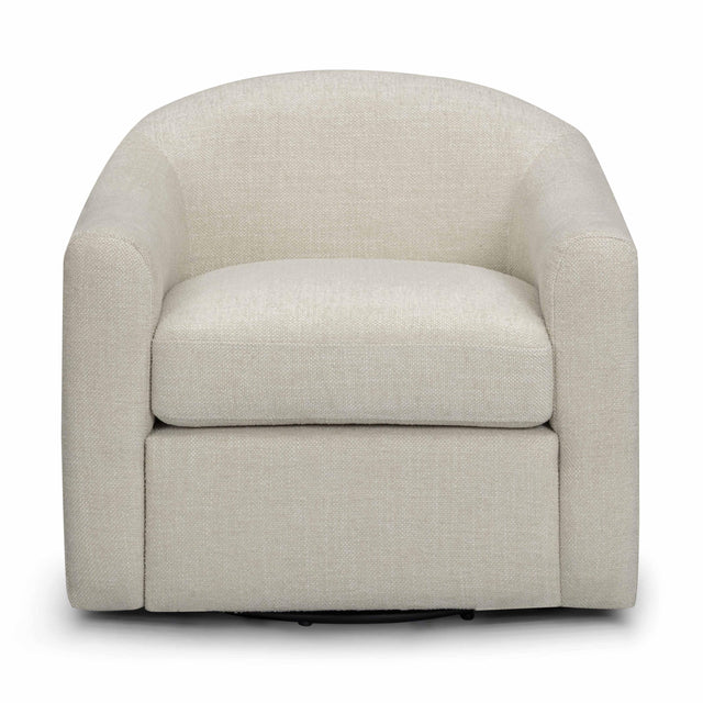TOV Thao Contract-Grade Basketweave Fabric Swivel Accent Chair