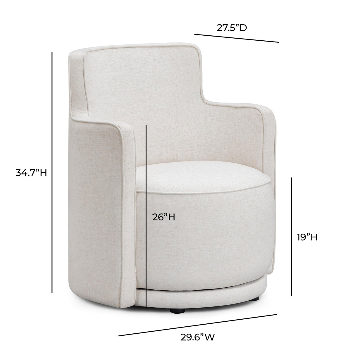 TOV Passe Cream Upcycled Performance Linen Swivel Chair