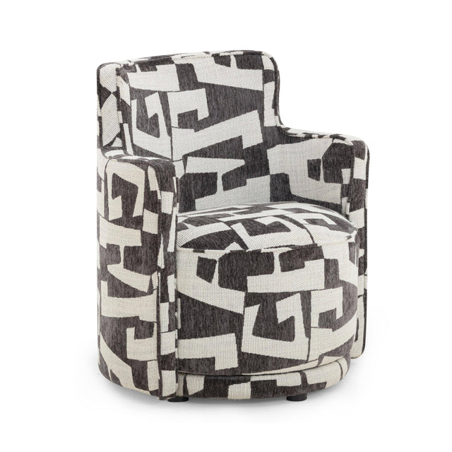 TOV Passe Black Performance Jacquard Swivel Chair