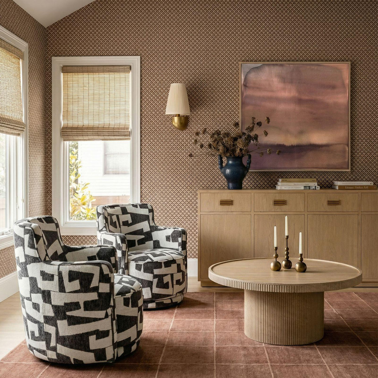 TOV Passe Black Jacquard Swivel Chair
