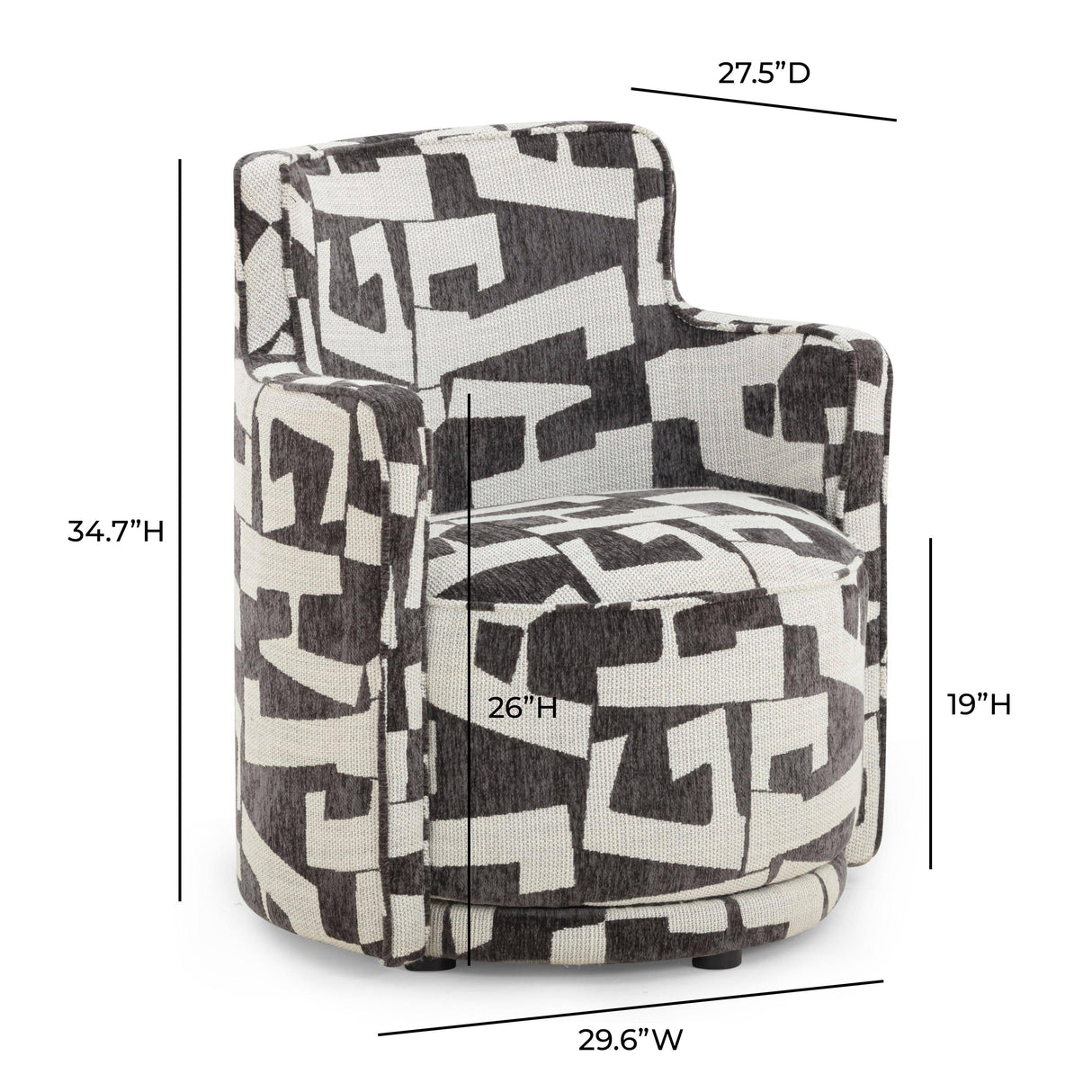 TOV Passe Black Jacquard Swivel Chair
