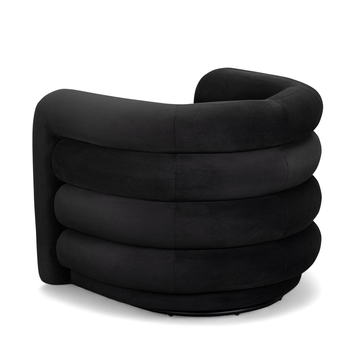 TOV Curves Black Velvet Swivel Accent Chair