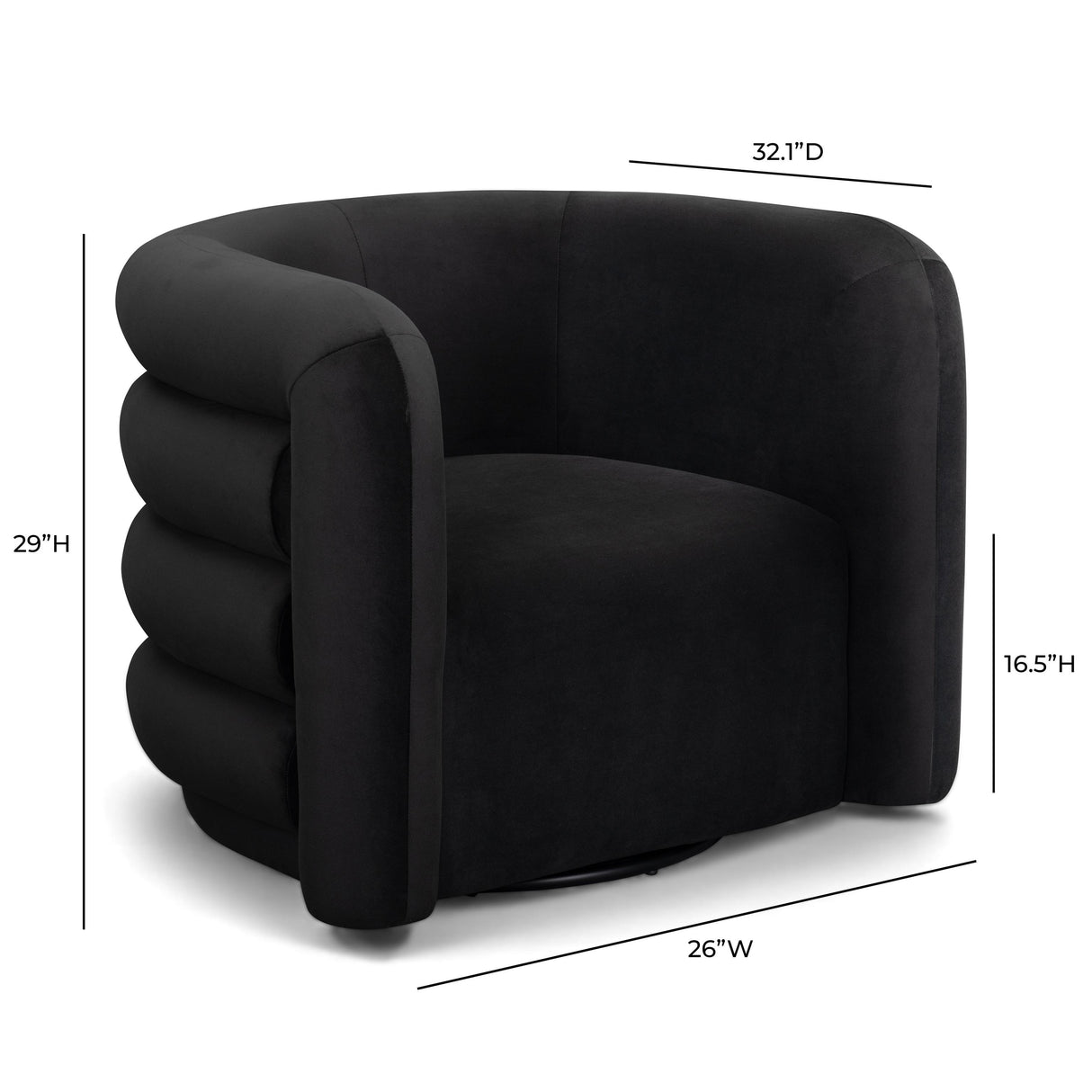 TOV Curves Performance Velvet Swivel Accent Chair