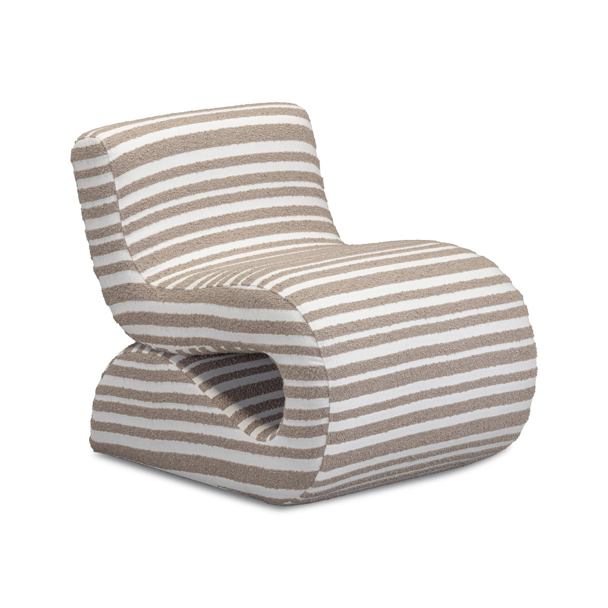 TOV Senna Taupe Organic Stripes Contract-Grade Jacquard Fabric Accent Chair