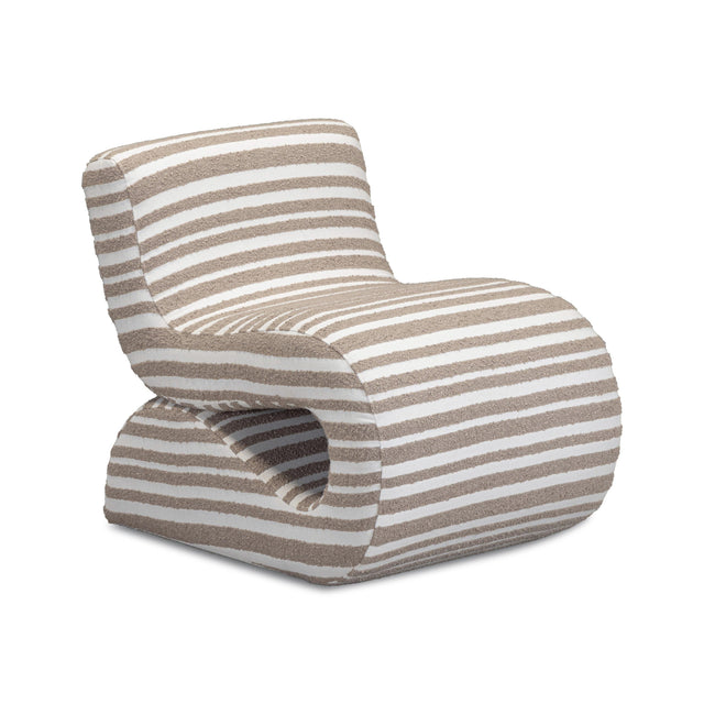 TOV Senna Taupe Organic Stripes Contract-Grade Jacquard Fabric Accent Chair
