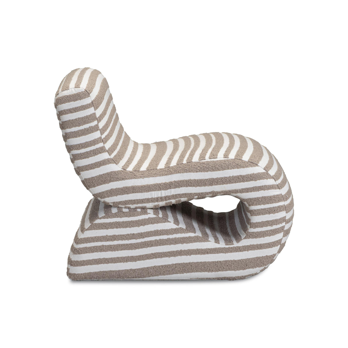 TOV Senna Taupe Organic Stripes Contract-Grade Jacquard Fabric Accent Chair
