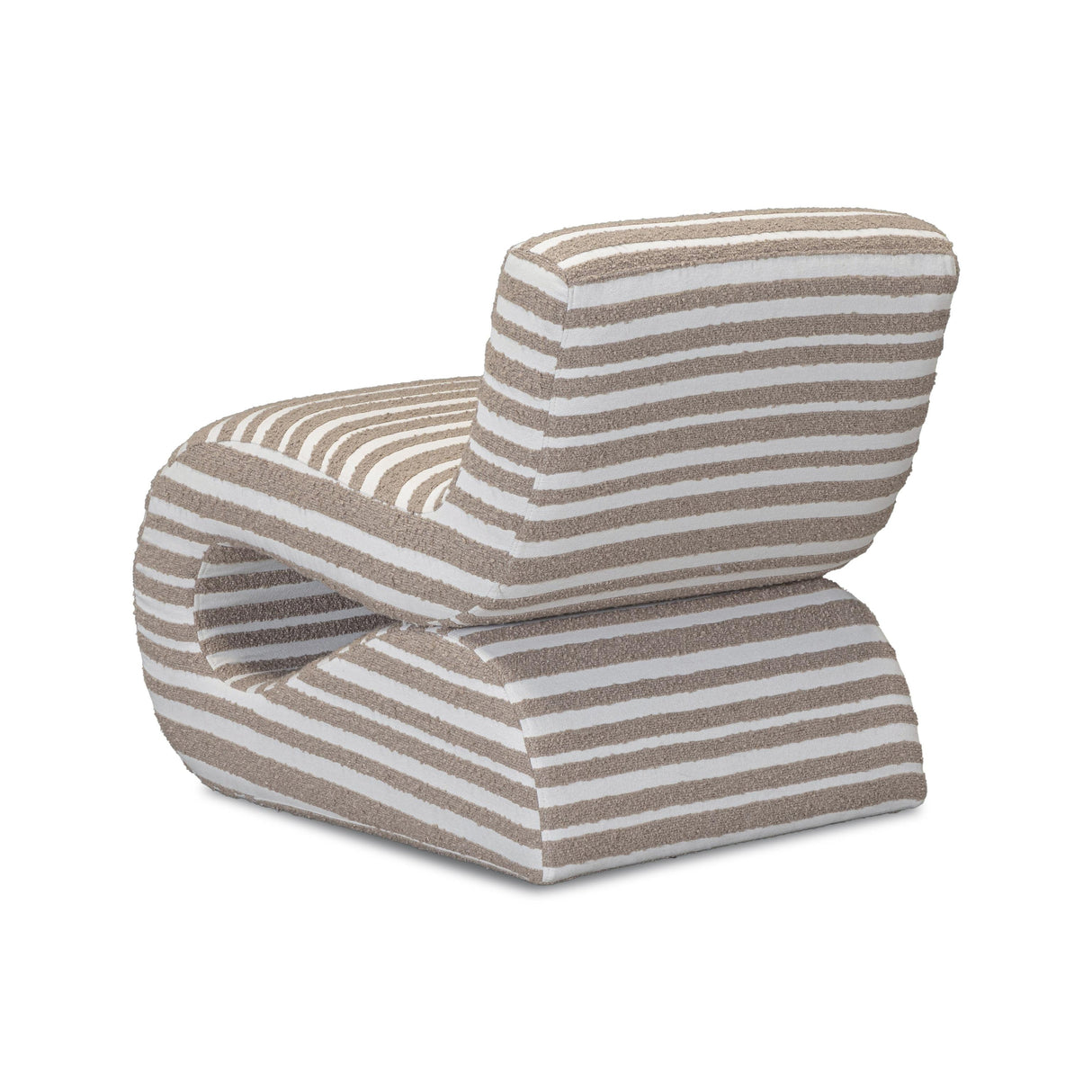 TOV Senna Taupe Organic Stripes Contract-Grade Jacquard Fabric Accent Chair