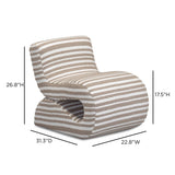 TOV Senna Taupe Organic Stripes Contract-Grade Jacquard Fabric Accent Chair