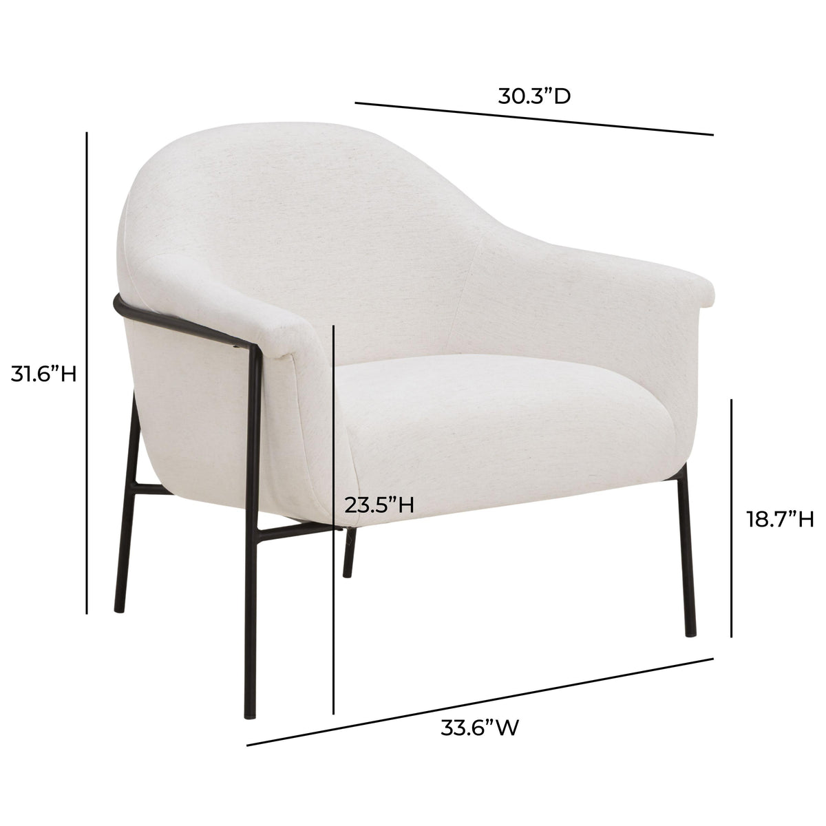 TOV Lua Cream Chenille Accent Chair