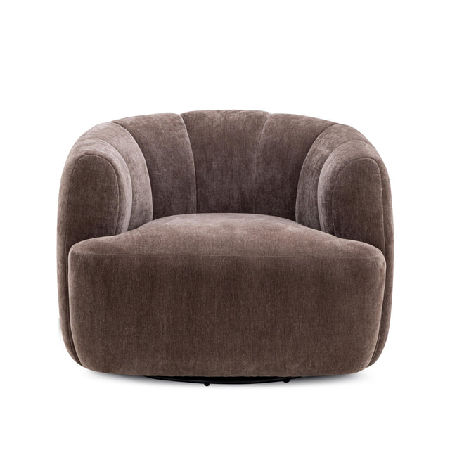 TOV Jasmine Upcycled Contract-Grade Basketweave Fabric Swivel Accent Chair