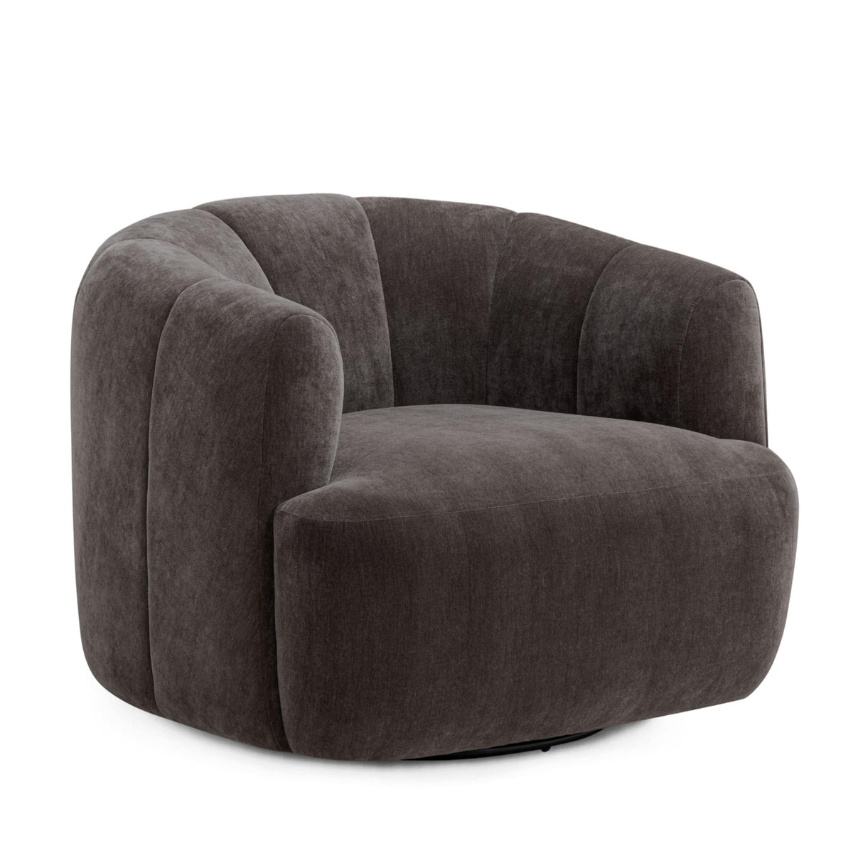 TOV Jasmine Storm Grey Upcycled Chenille Swivel Accent Chair