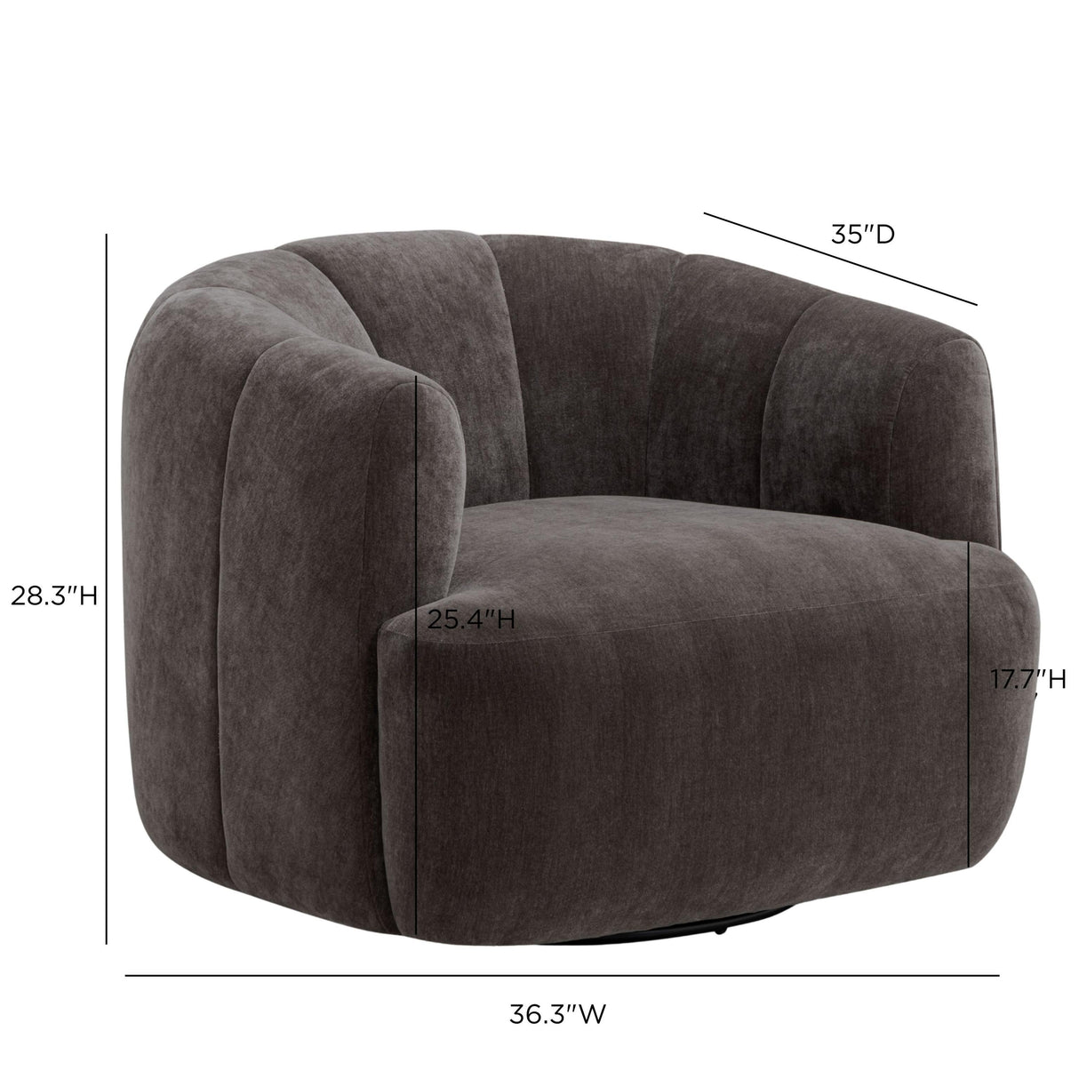 TOV Jasmine Storm Grey Upcycled Chenille Swivel Accent Chair