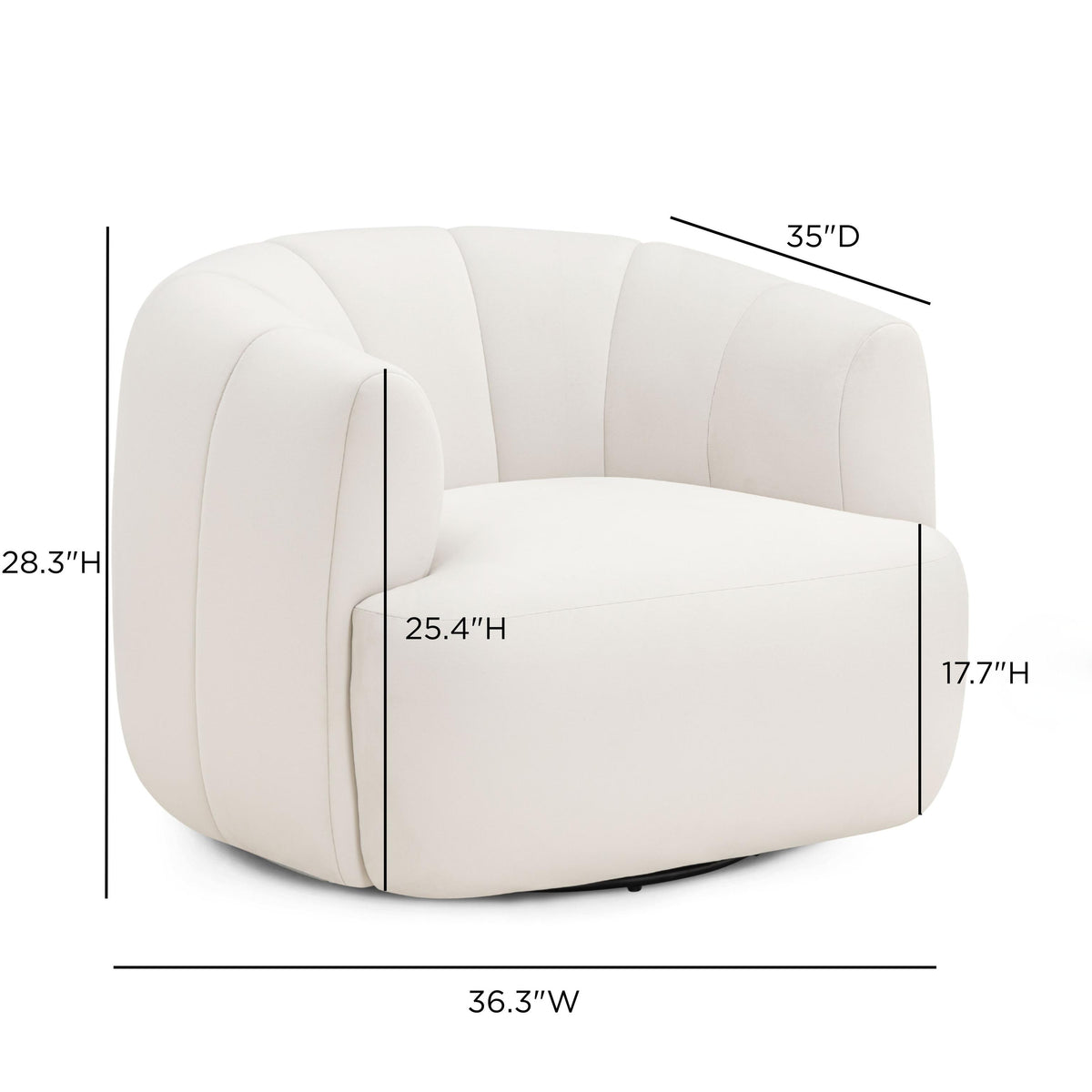 TOV Jasmine Cream Velvet Swivel Accent Chair