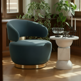 TOV Austin Dark Teal Velvet Swivel Chair