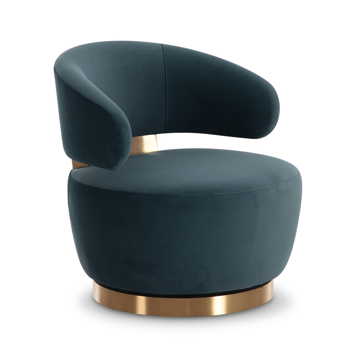 TOV Austin Dark Teal Velvet Swivel Chair