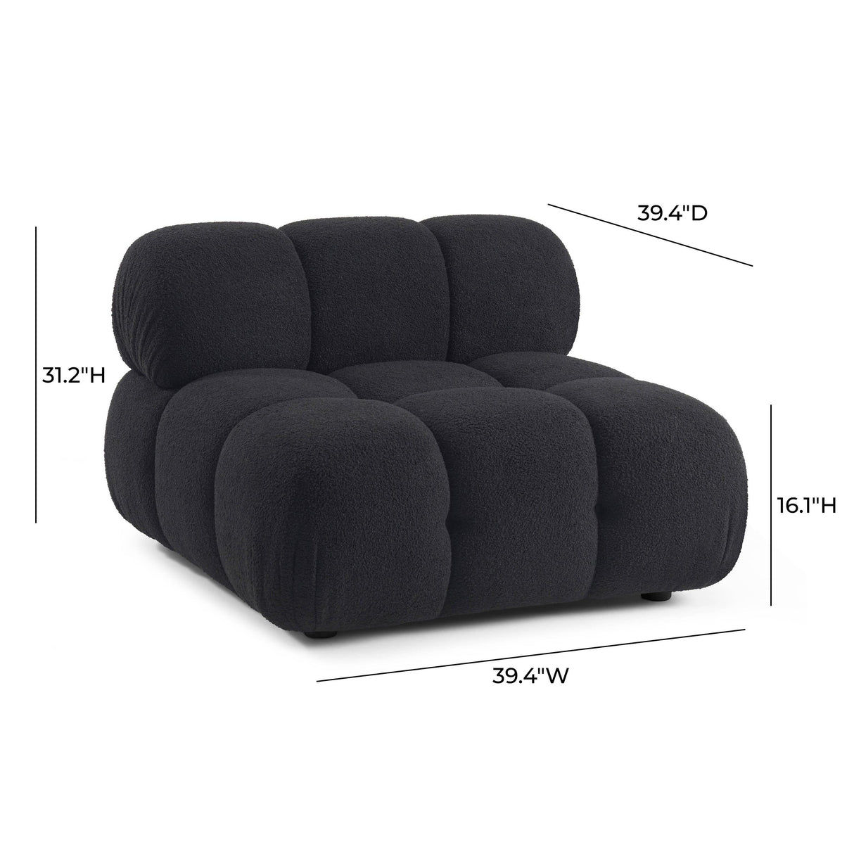 TOV Calliope Performance Vegan Shearling Modular Armless Chair