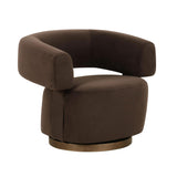 TOV River Chocolate Brown Performance Velvet Swivel Accent Chair