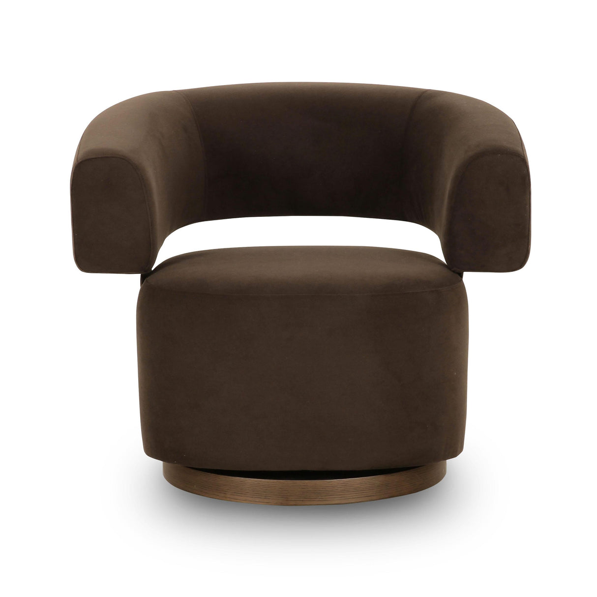 TOV River Chocolate Brown Performance Velvet Swivel Accent Chair