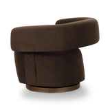 TOV River Chocolate Brown Performance Velvet Swivel Accent Chair