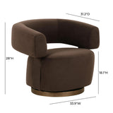 TOV River Chocolate Brown Performance Velvet Swivel Accent Chair