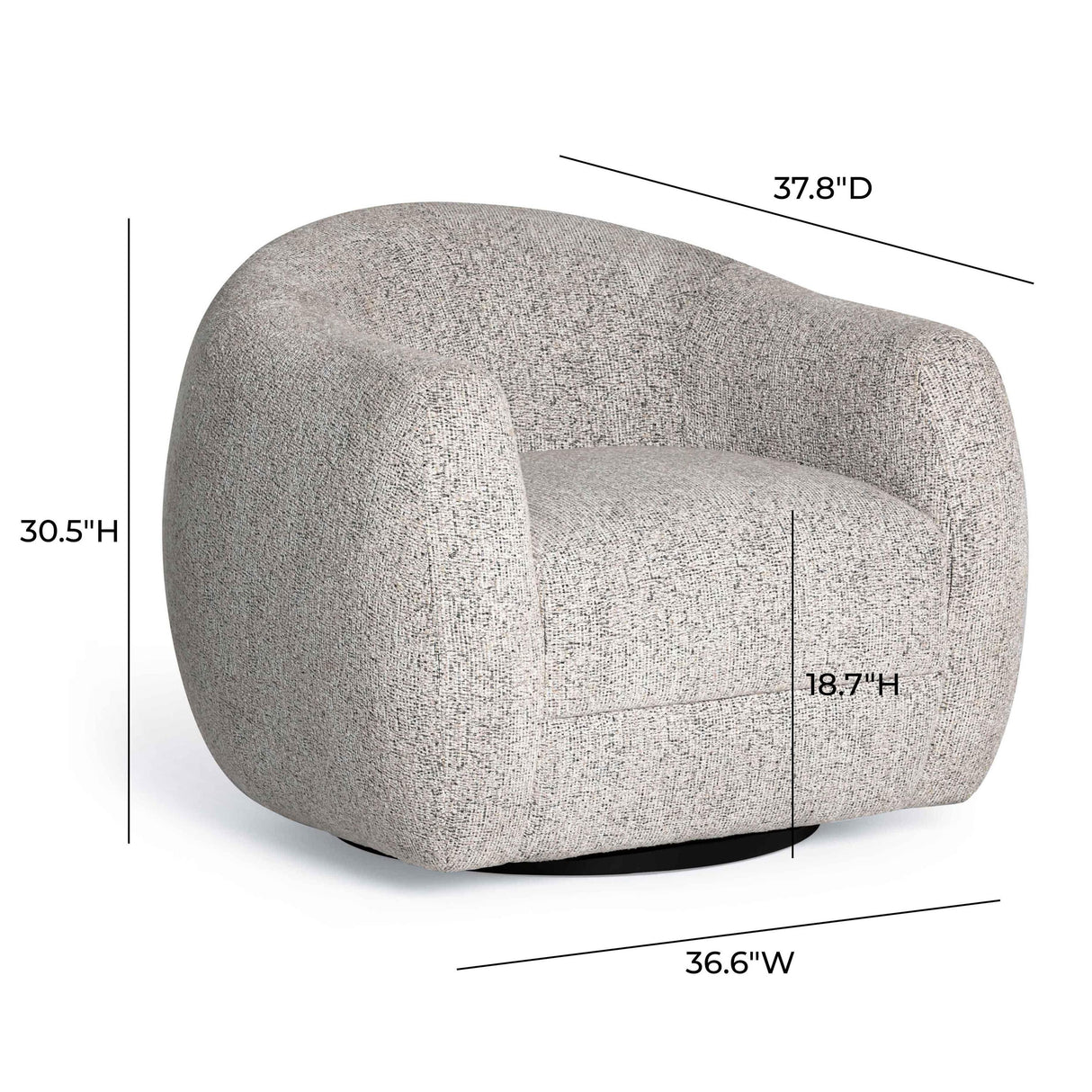 TOV Judy Black and White Woven Performance Fabric Swivel Chair