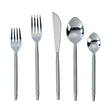 TOV Ribbed Silver Stainless Steel Flatware - Set of 5 Pieces - Service For 1