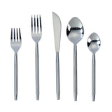 TOV Ribbed Silver Stainless Steel Flatware - Set of 5 Pieces - Service For 1