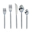 TOV Ribbed Silver Stainless Steel Flatware - Set of 5 Pieces - Service For 1