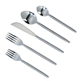 TOV Ribbed Silver Stainless Steel Flatware - Set of 5 Pieces - Service For 1