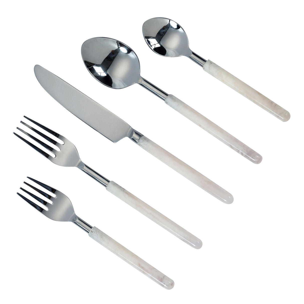 TOV Frose Silver Stainless Steel Flatware - Set of 5 Pieces - Service For 1