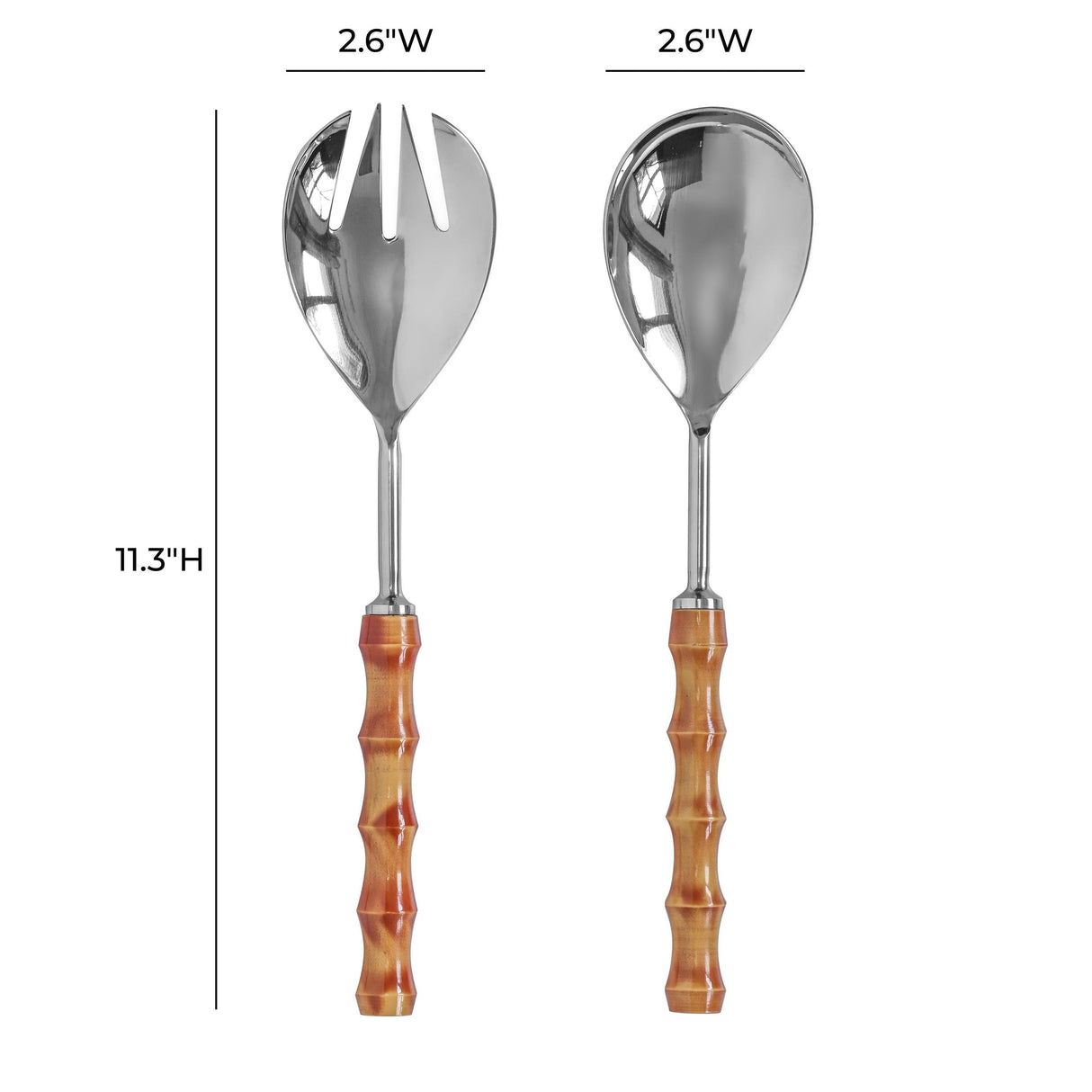 TOV Bamboozled Stainless Steel Salad Serving Spoons - Set of 2