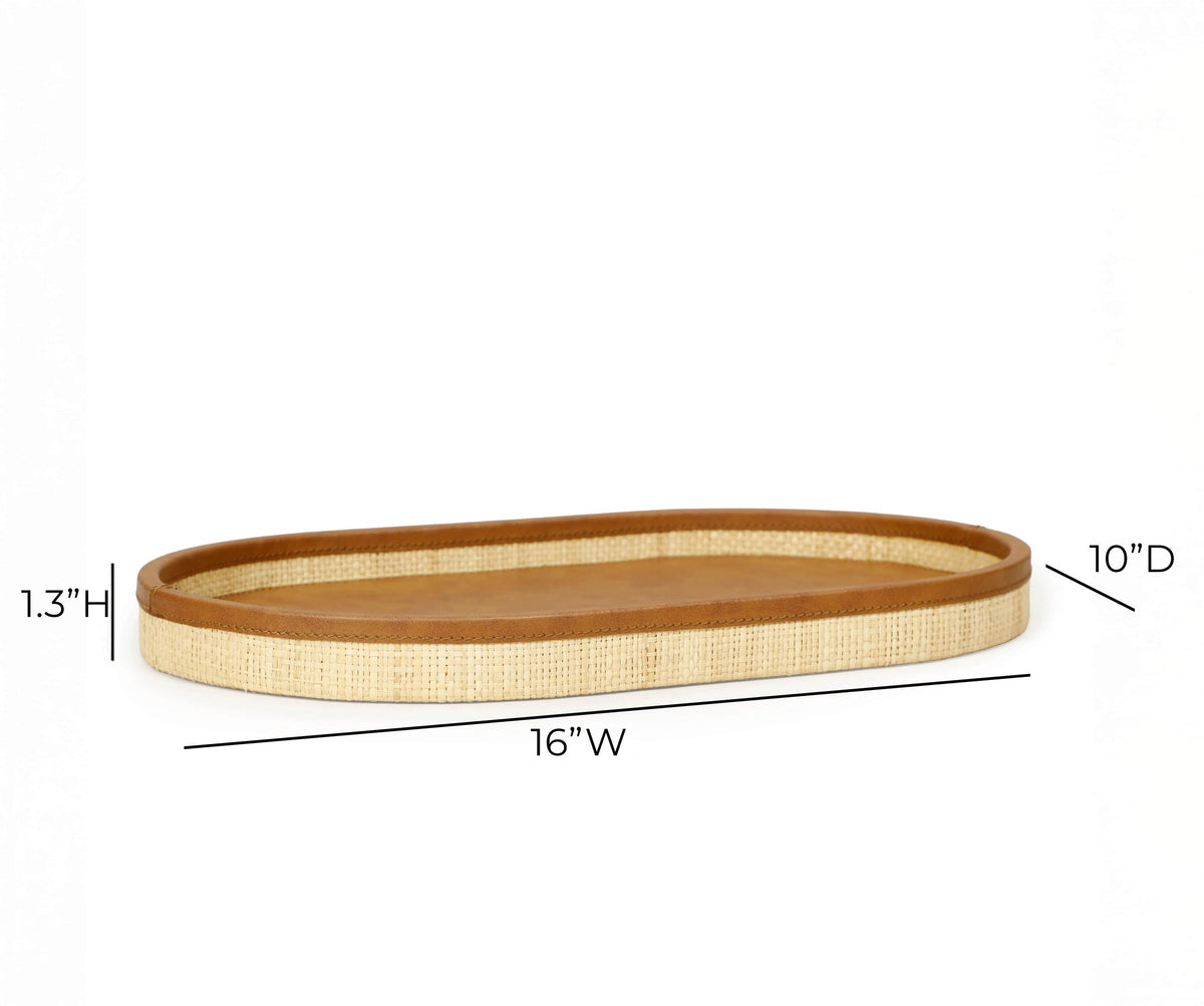 TOV Hakiri Natural Raffia Medium Designer Storage Tray