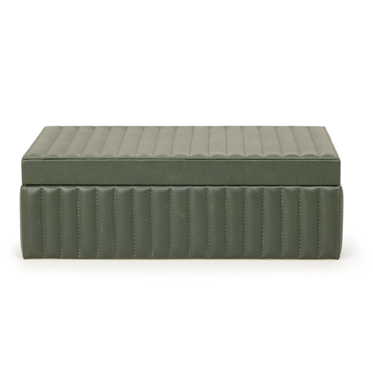 TOV Eton Ribbed Green Vegan Leather Contract-Grade Storage Box