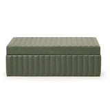 TOV Eton Ribbed Green Vegan Leather Contract-Grade Storage Box
