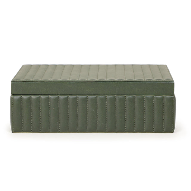 TOV Eton Ribbed Green Vegan Leather Contract-Grade Storage Box