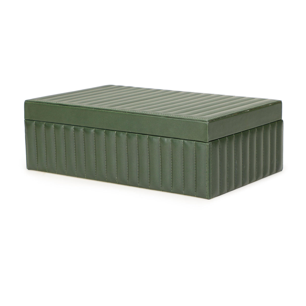TOV Eton Ribbed Green Vegan Leather Contract-Grade Storage Box