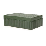 TOV Eton Ribbed Green Vegan Leather Contract-Grade Storage Box