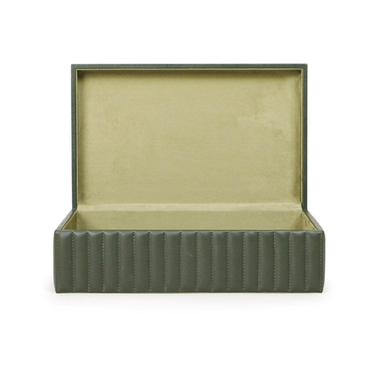 TOV Eton Ribbed Green Vegan Leather Contract-Grade Storage Box