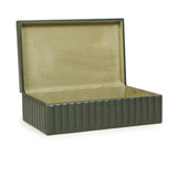 TOV Eton Ribbed Green Vegan Leather Contract-Grade Storage Box