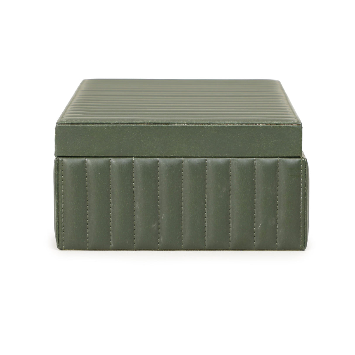 TOV Eton Ribbed Green Vegan Leather Contract-Grade Storage Box