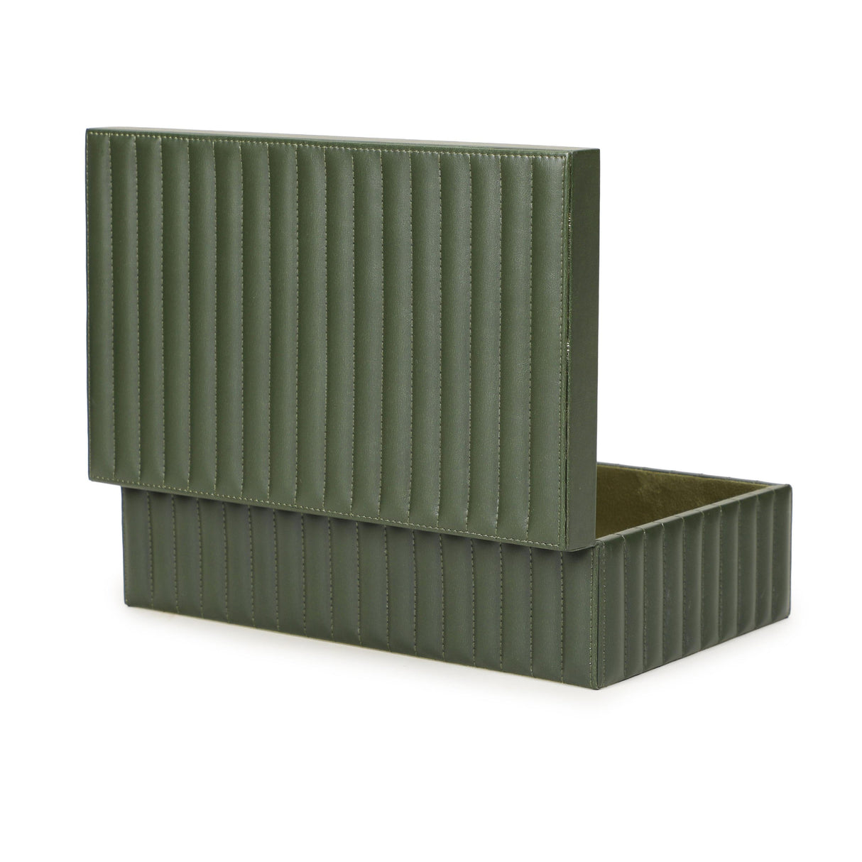 TOV Eton Ribbed Green Vegan Leather Contract-Grade Storage Box