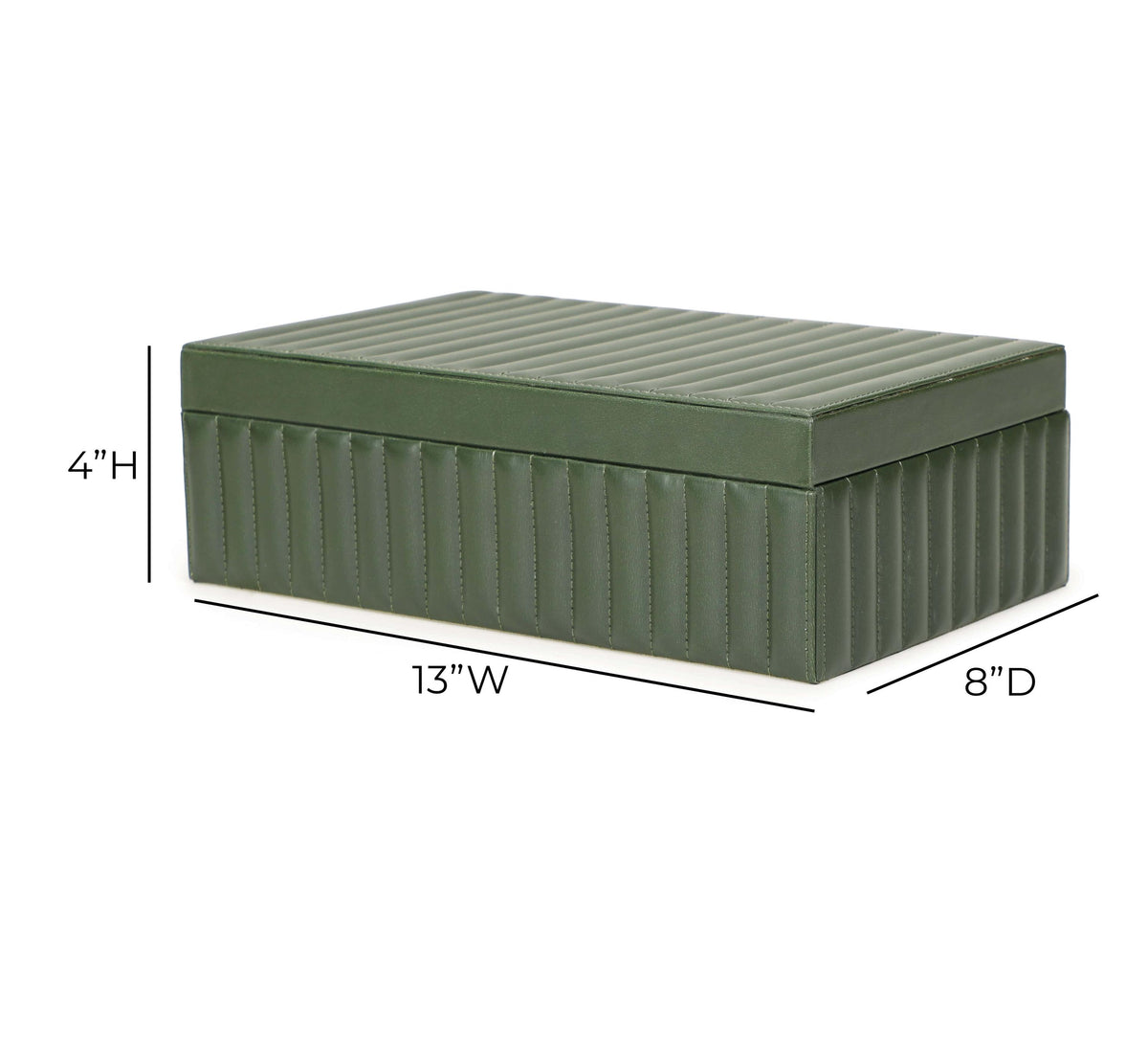 TOV Eton Green Ribbed Vegan Leather Hospitality Grade Storage Box