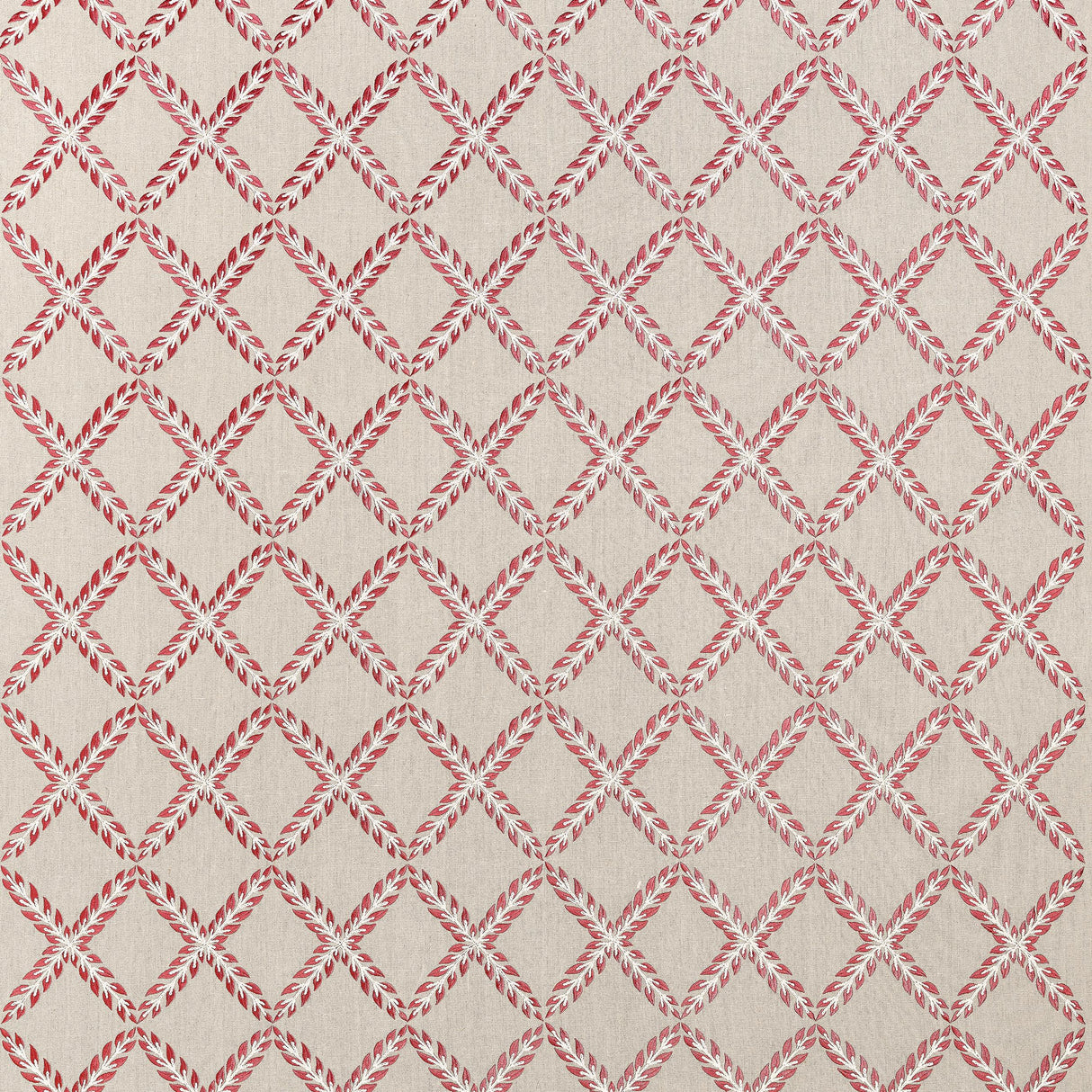 Anna French Halifax Embroidery Red Fabric