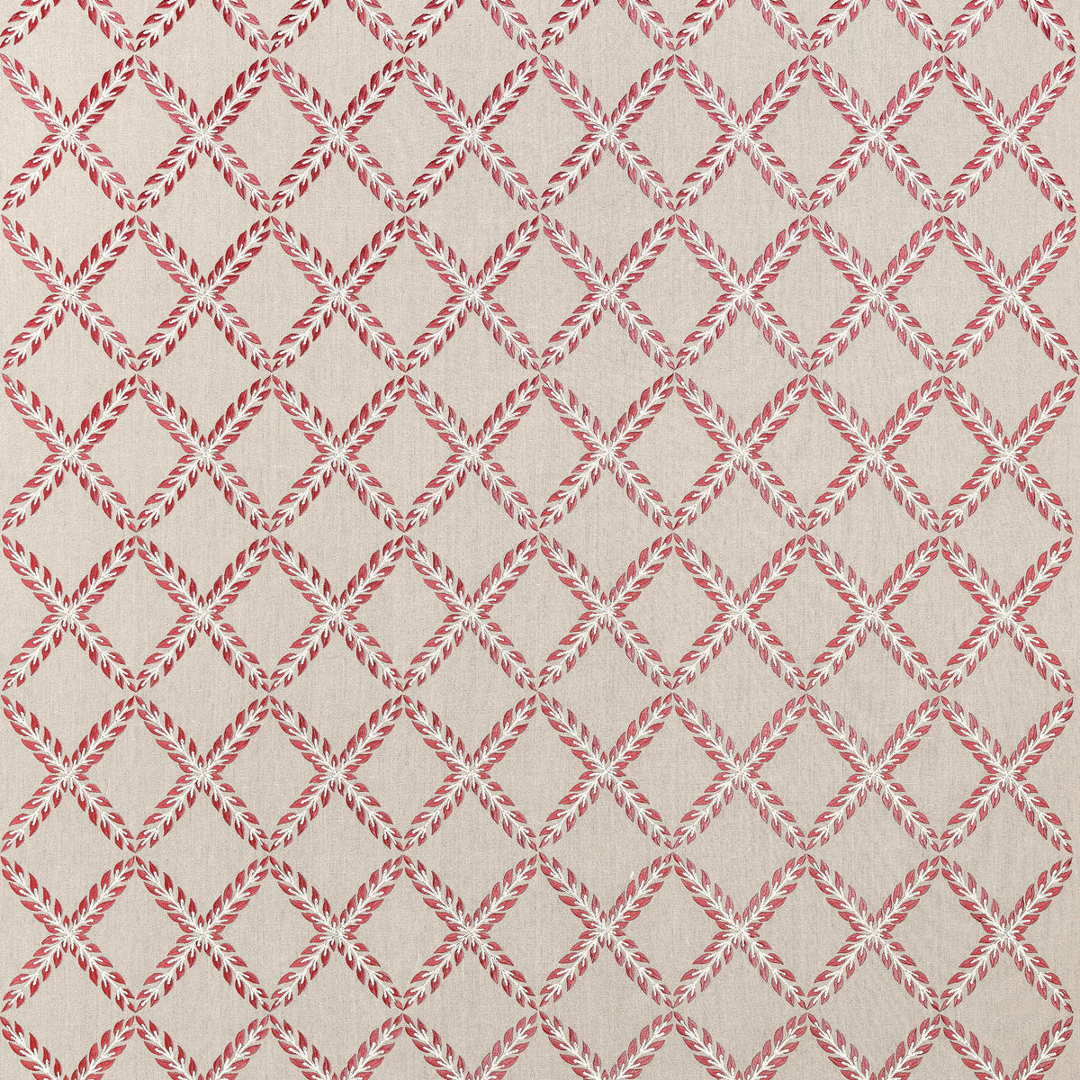 Anna French Halifax Embroidery Red Fabric