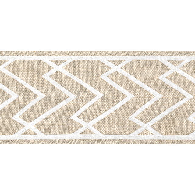 Thibaut Summit Applique Tape White On Linen Trim